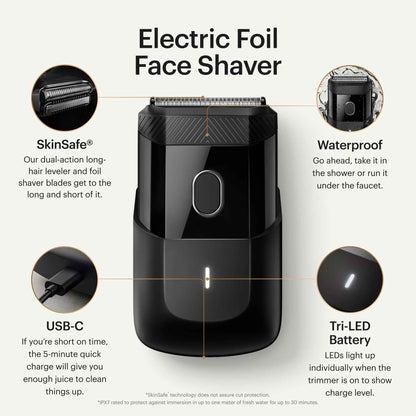 MANSCAPED® The Handyman™ Compact Face Shaver – Portable Men’s Travel Facial Hair Groomer, USB-C Rechargeable Razor, Electric Foil Face Shaver, Waterproof, Cordless, Dual-Action SkinSafe® Foil Blades 🍁 All In One Marketplace Canada