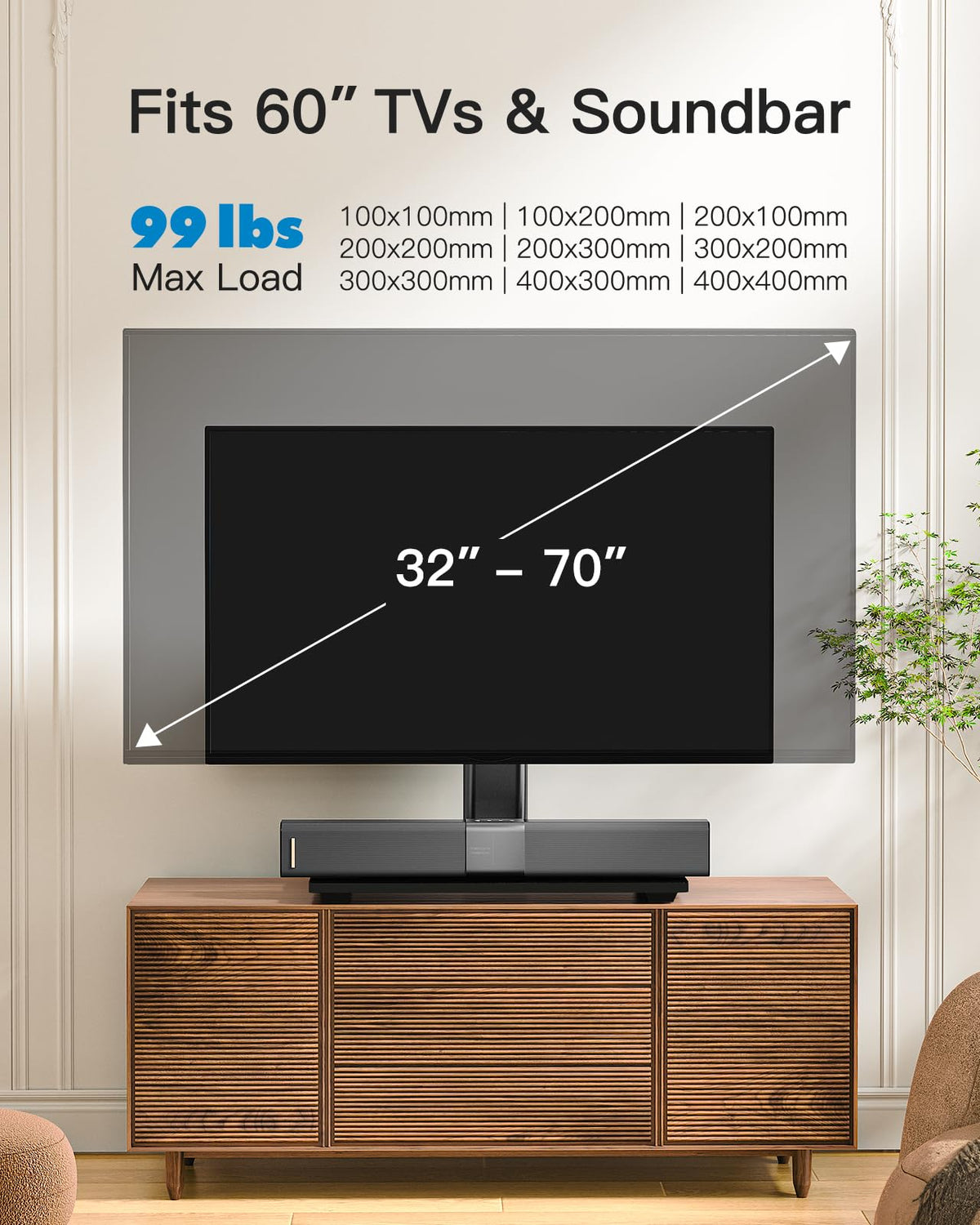 PERLESMITH Universal TV Stand Legs for 32-70 inch TVs, Table Top TV Stand up to 99 lbs, Height Adjustable Television TV Mount, Universal TV Base for Livingroom & Bedroom, VESA 400x400mm PSTVS04 🍁 All In One Marketplace Canada