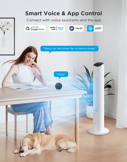 GoveeLife White Tower Fan for Bedroom, 36" Smart Floor Fan with App/Voice Control, Temperature Sensor, 5 Modes 8 Speeds(25ft/s), 29dB Quiet Oscillating Fan for Office, 24H Timer, Auto Cooling 🍁 All In One Marketplace Canada