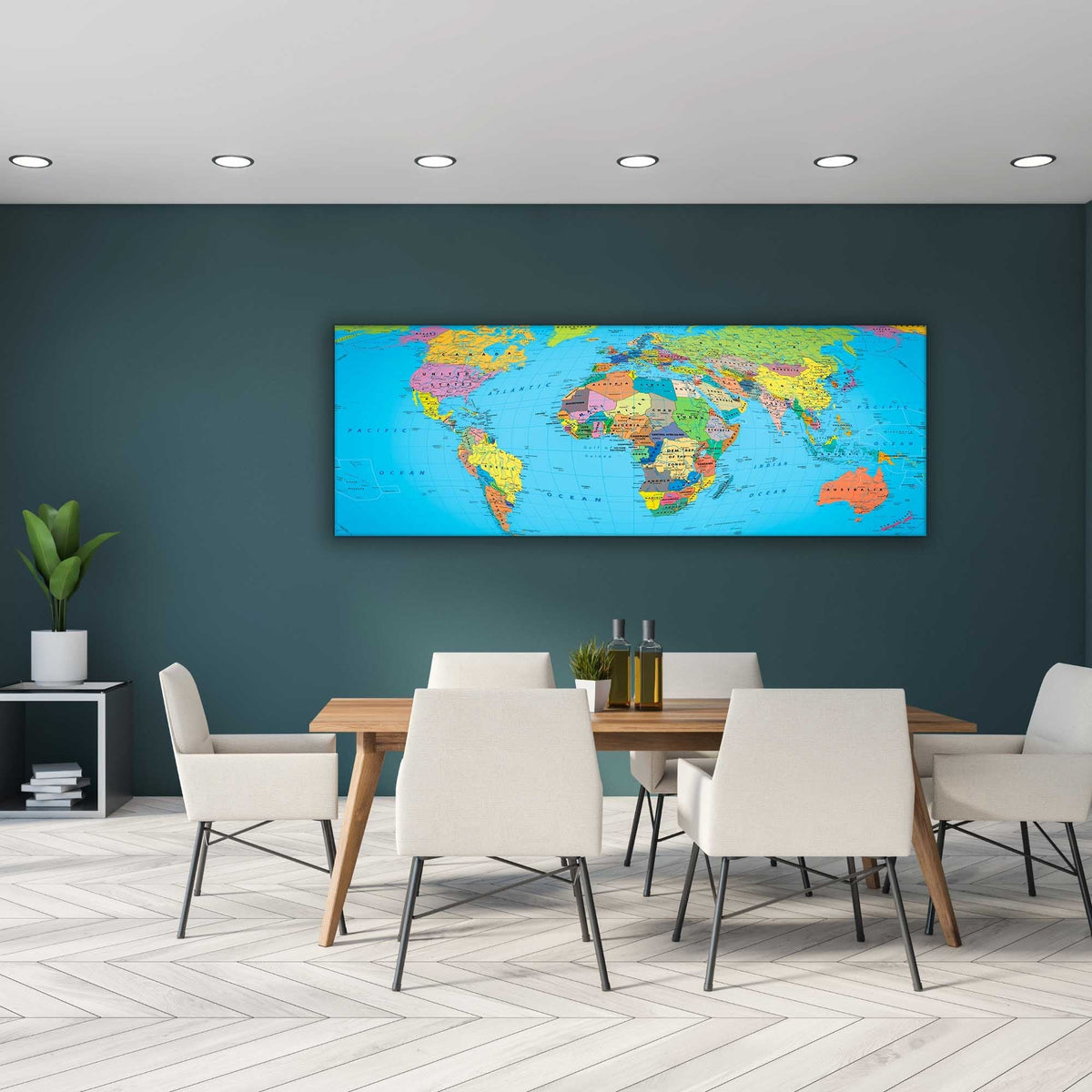 Wall Art -Canvas World Map 72" x 24"