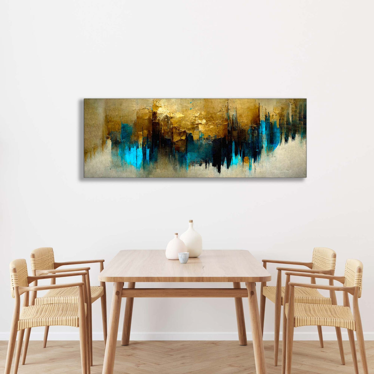 Wall Art Gold and Blue Abstract-Canvas Wall art- Fine Art