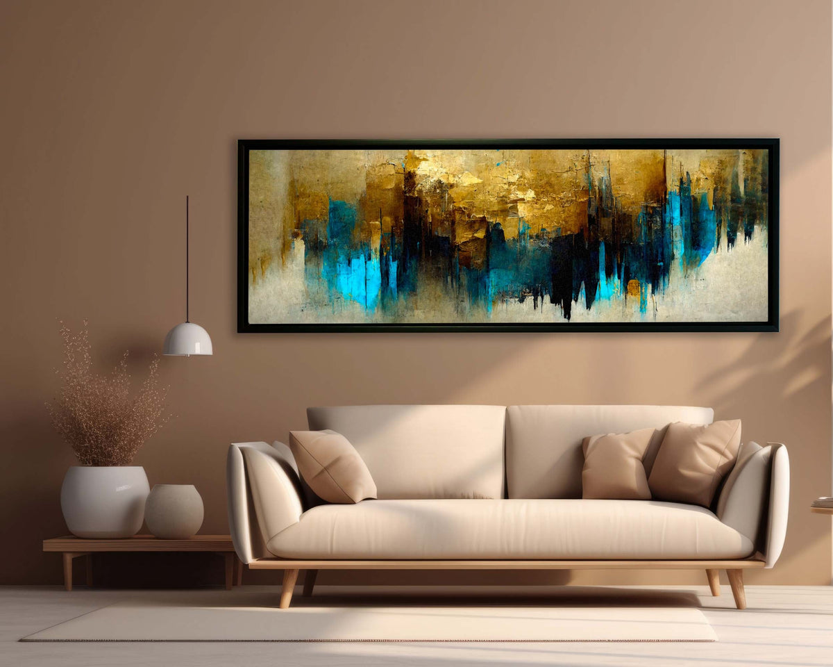 Wall Art Gold and Blue Abstract-Canvas Wall art- Fine Art