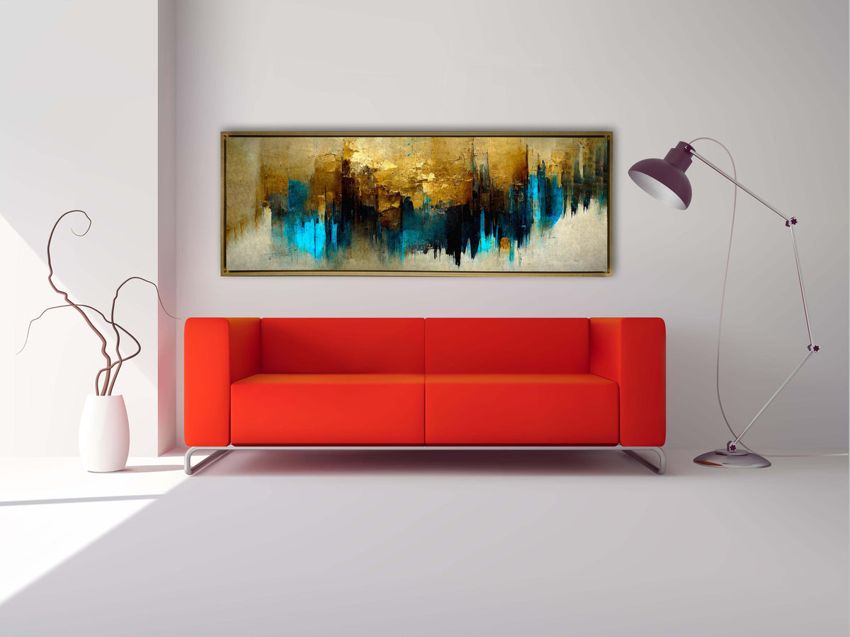 Wall Art Gold and Blue Abstract-Canvas Wall art- Fine Art