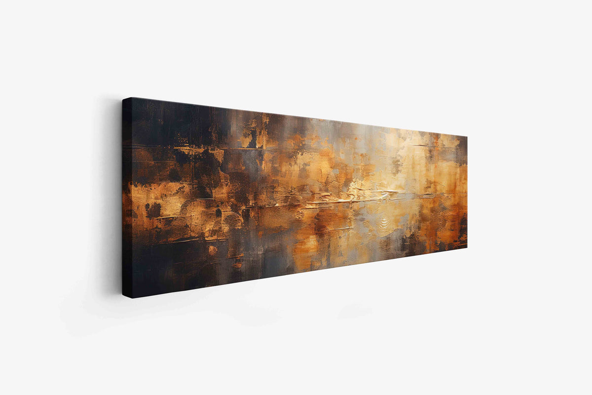 Wall Art Abstract Canvas Gold in Sepia Tones 72" x 24"