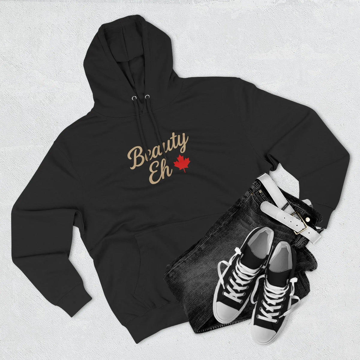 Beauty Eh Canadian Hoodie - Maple Leaf Pride Pullover Sweatshirt - Womens Canada Day Apparel - Cozy Fleece Lined Hooded Sweatshirt