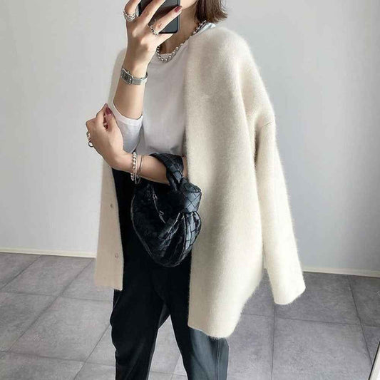 Ins Single Breasted Cardigans Fashion Solid Color Knitted Jacket Women's Autumn Spring Clothing