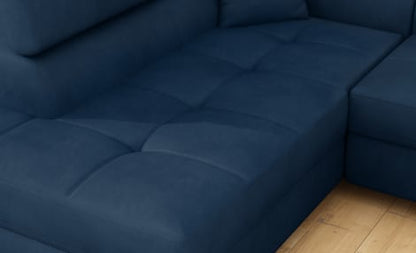 Anton Storage Sleeper Sectional Sofa - Navy Blue