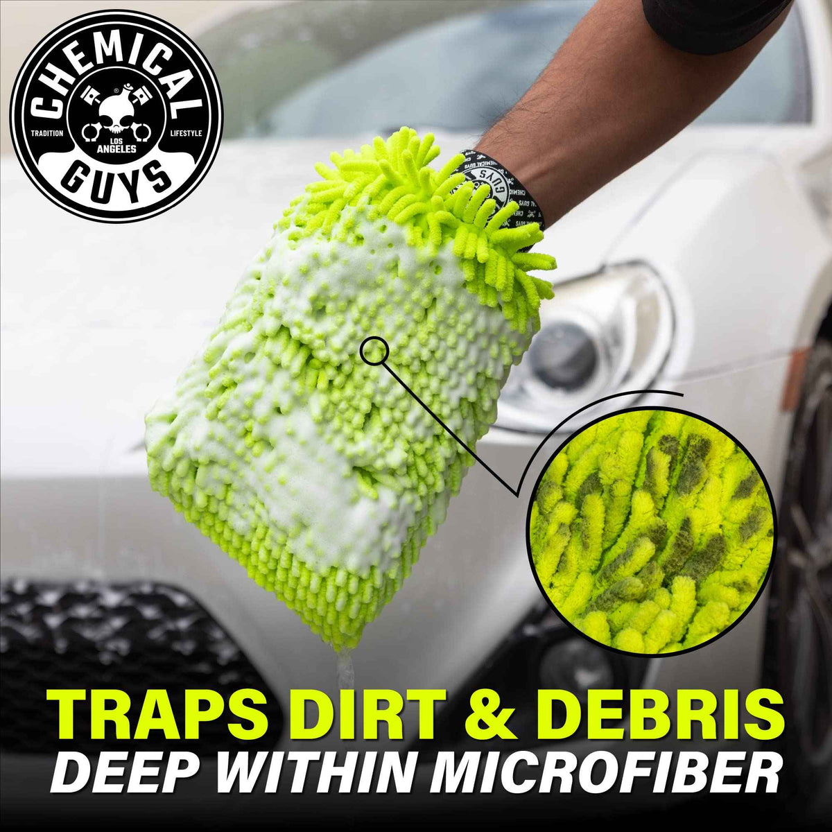 Chemical Guys Chenille Premium Scratch-Free Microfiber Wash Mitt Green, Great for Cars, Trucks, SUVs, RVs & More (2 Pack) 🍁 All In One Marketplace Canada
