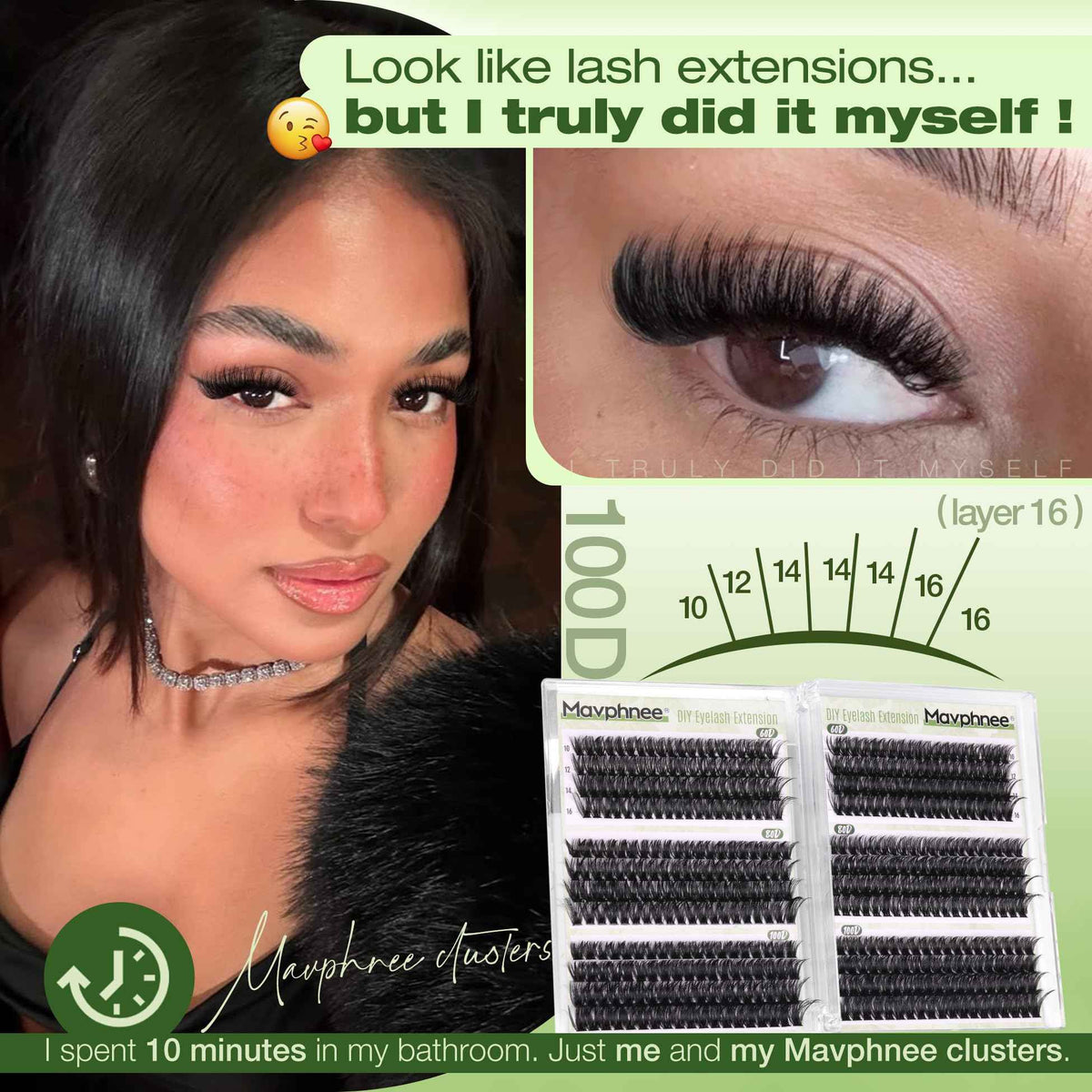 D Curl Cluster Eyelash Extensions 480Pcs Volume Lash Extensions DIY Eyelash Extensions for Beginners Wispy Eyelash Clusters Natural Fluffy Individual Lashes Clusters (60D 80D 100D Mixed, 10-16MM) 🍁 All In One Marketplace Canada