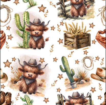 Mousseline de bambou vache highland cowboy