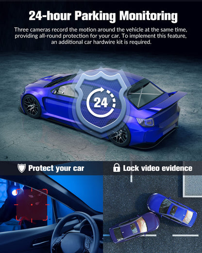 Dash Camera for Cars, 4K Dash Cam Front and Rear, Triple Car Camera with 32GB Card,Built-in IR Night Vision,2.0'' IPS Screen,170°Wide Angle,WDR,HDR,G-Sensor,24H Parking Mode, Loop Recording 🍁 All In One Marketplace Canada