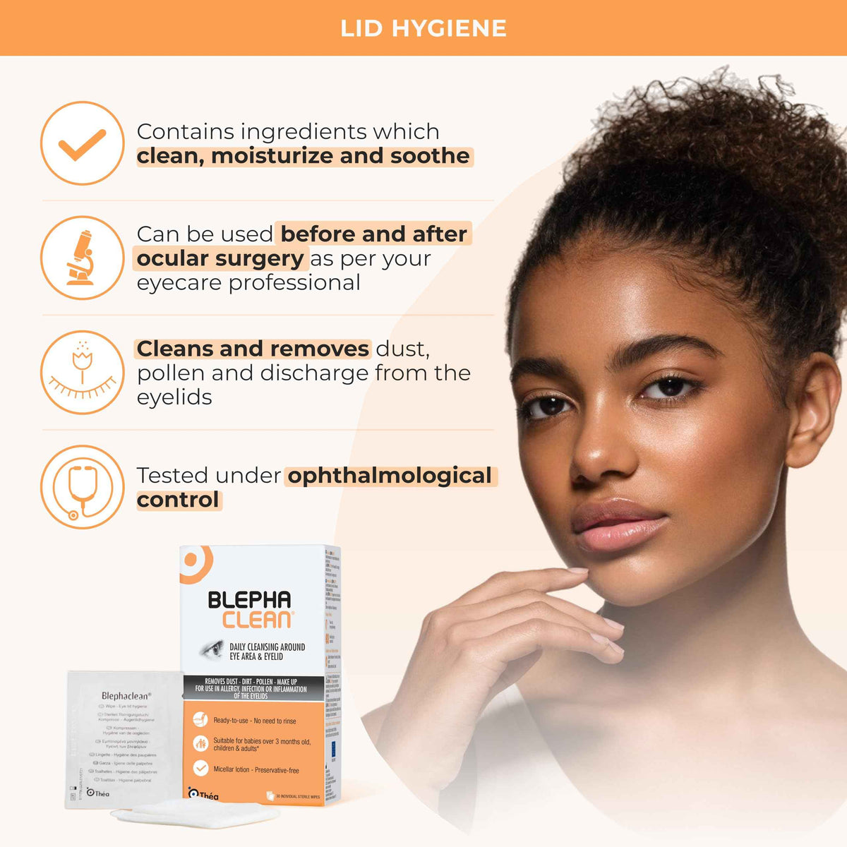 Thea Pharma BlephaClean Lid Wipes - Gentle, Sterile Ready-to-Use for Daily Lid Care, Ideal for those diagnosed with Dry Eye, including MGD & Blepharitis and Infants, Individually Wrapped - 30 Wipes 🍁 All In One Marketplace Canada