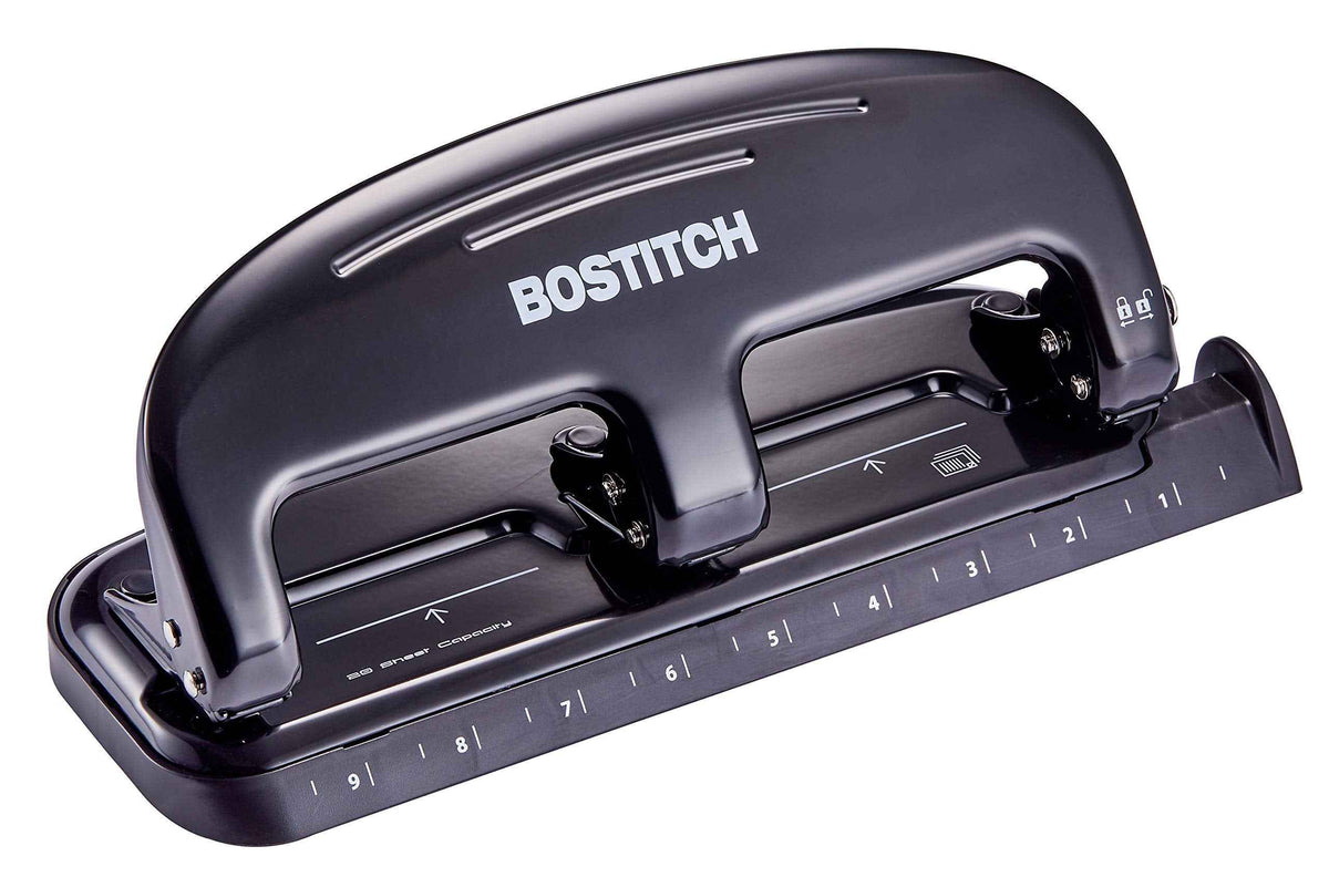 Bostitch Office EZ Squeeze 20 Sheet Standard 3 Hole Punch, Metal Construction, Silver/Black (HP20) 🍁 All In One Marketplace Canada