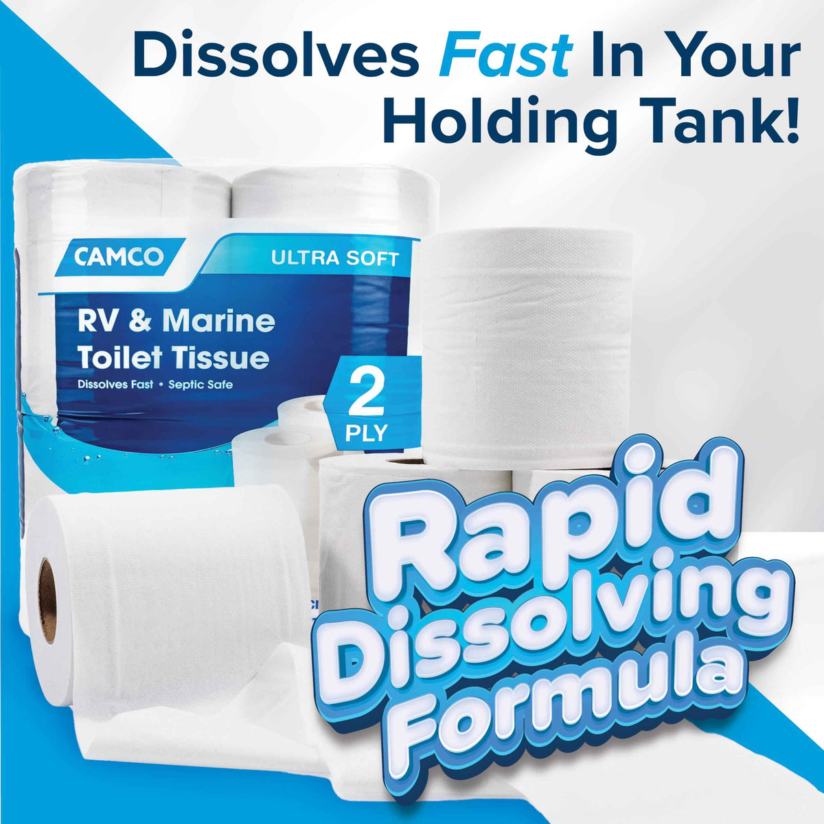 Camco Camper/RV Toilet Paper — 2-Ply — Septic Safe — Dissolves Fast — Dye & Fragrance Free — 16-Rolls (500 Sheets Per Roll) (40282) 🍁 All In One Marketplace Canada