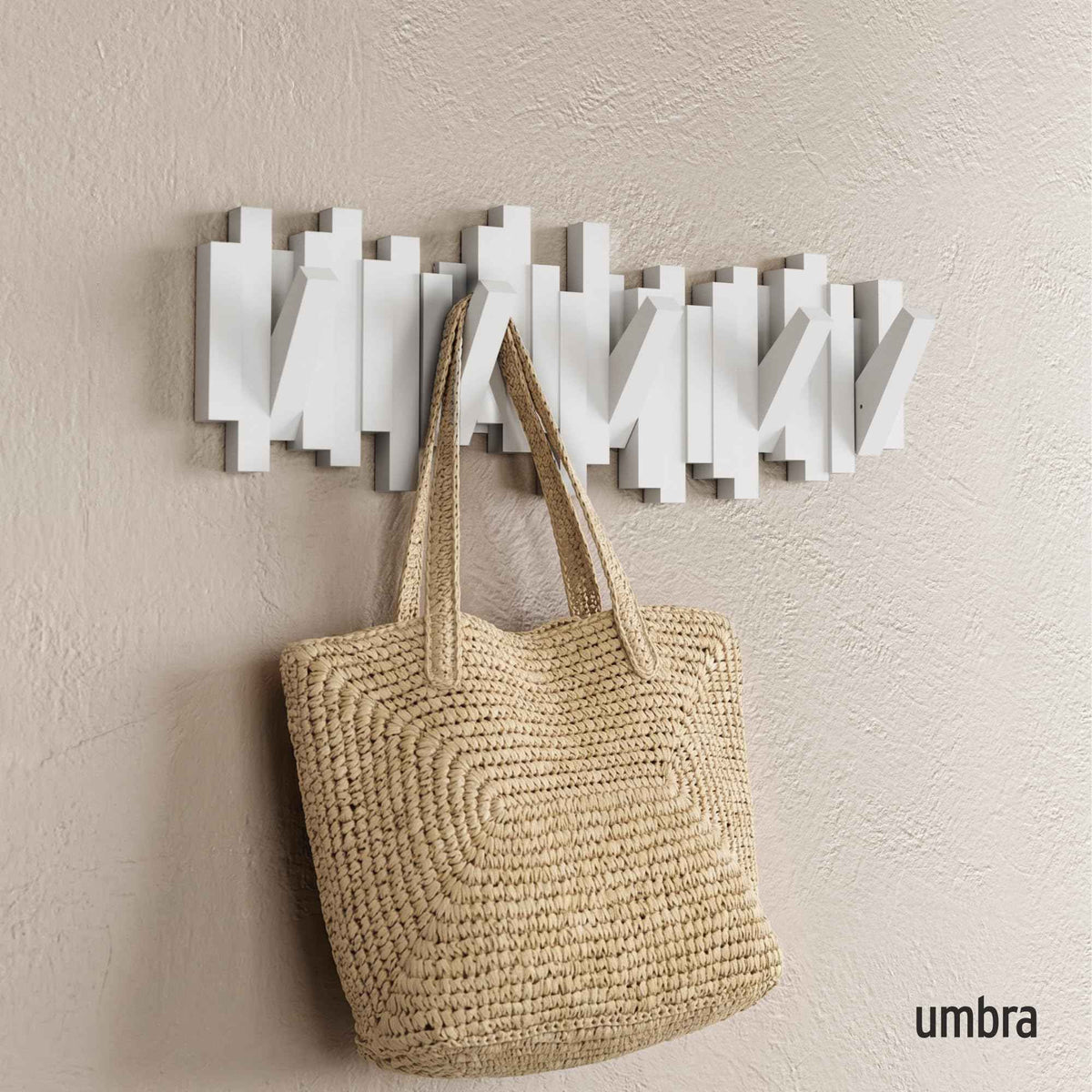 Umbra Sticks Wall-Mounted Coat Rack Rail Hook with 5 Retractable Pegs – Modern, Space-Saving Storage Organizer, White 🍁 All In One Marketplace Canada