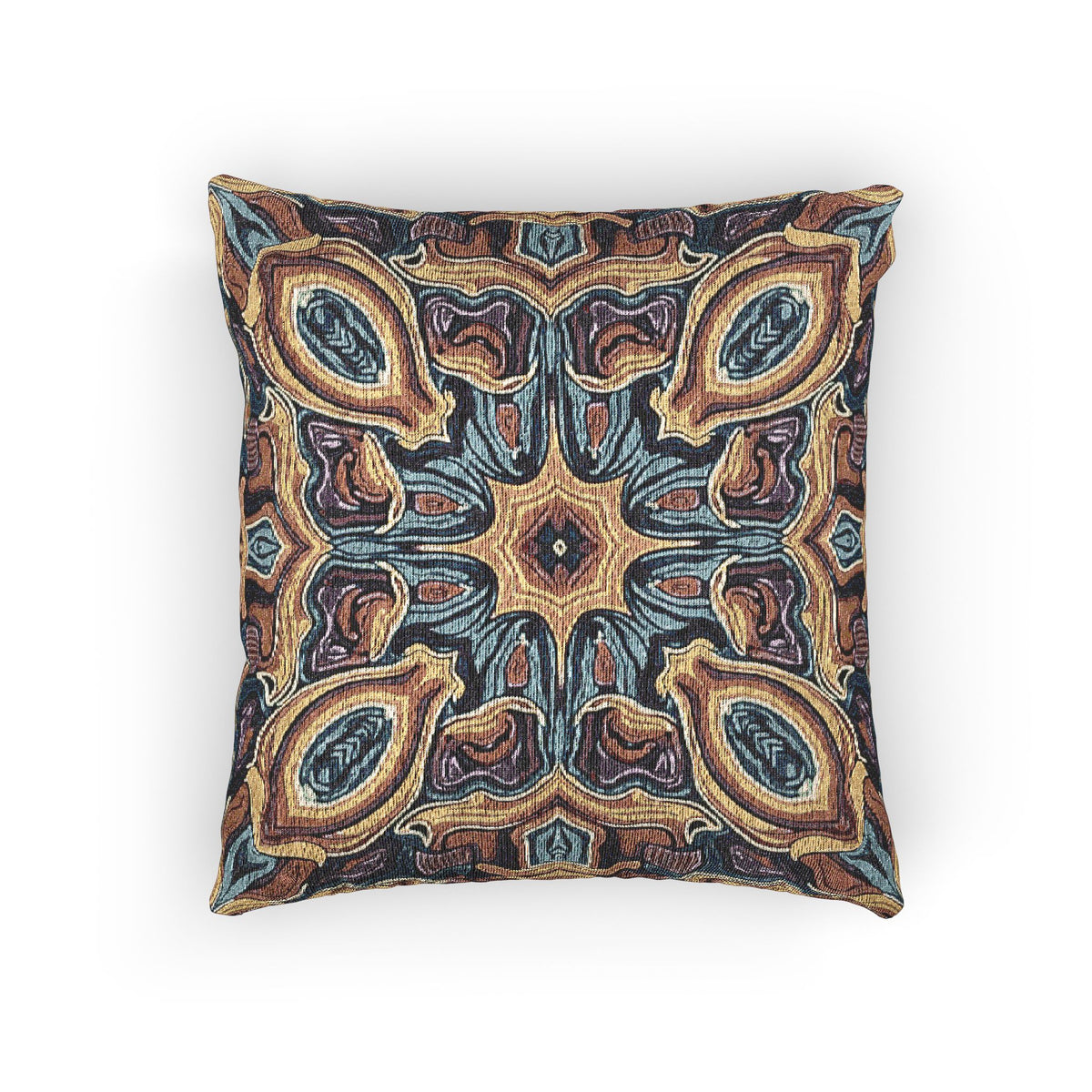Bohemian Woven Pillow – Mosaic Medallion Decorative Throw Pillow