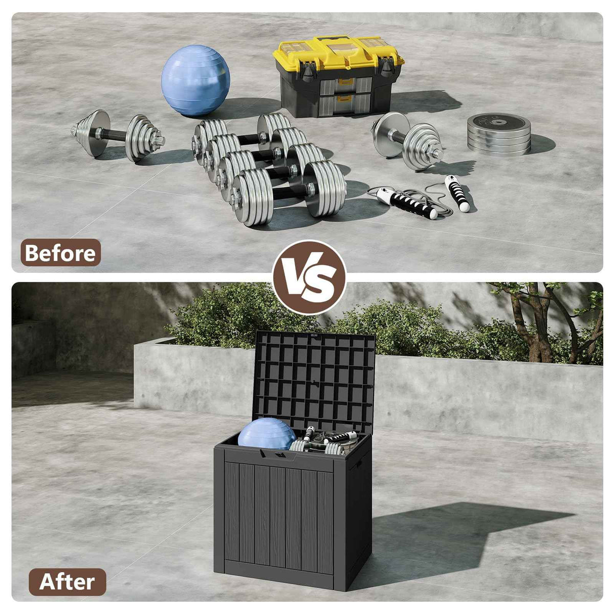 Ceecysaa 31 Gallon Deck Box Outdoor, Waterproof Storage Box, Black 🍁 All In One Marketplace Canada