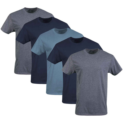 Gildan Men's Crew T-Shirts, Multipack, Style G1100, Navy/Heather Navy/Indigo Blue (5-Pack), Medium 🍁 All In One Marketplace Canada
