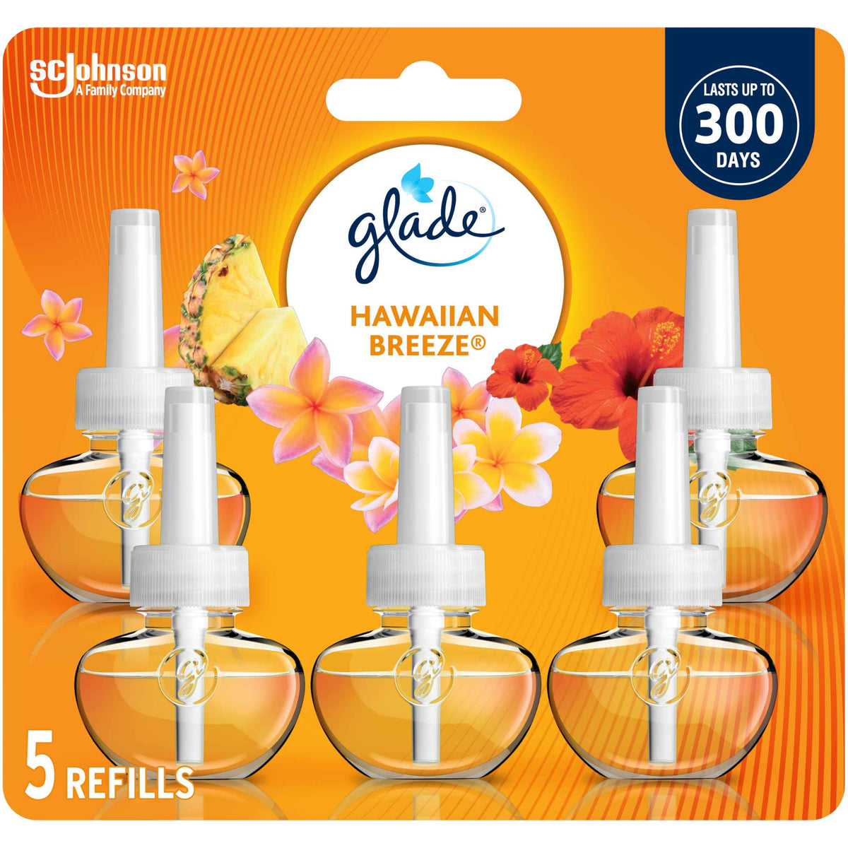 Glade PlugIns Air Freshener Oil Refill, Scented and Essential Oils for Home and Bathroom, Hawaiian Breeze, 5 Refills 🍁 All In One Marketplace Canada