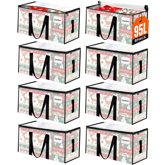 8 Pack Extra Large Heavy Duty Moving Bags,Clear Large Storage Bags with Lids,Moving Boxes with Zippers & Reinforced Handles,Transparent Packing Bags for College Dorm,Traveling,Christmas Decorations 🍁 All In One Marketplace Canada