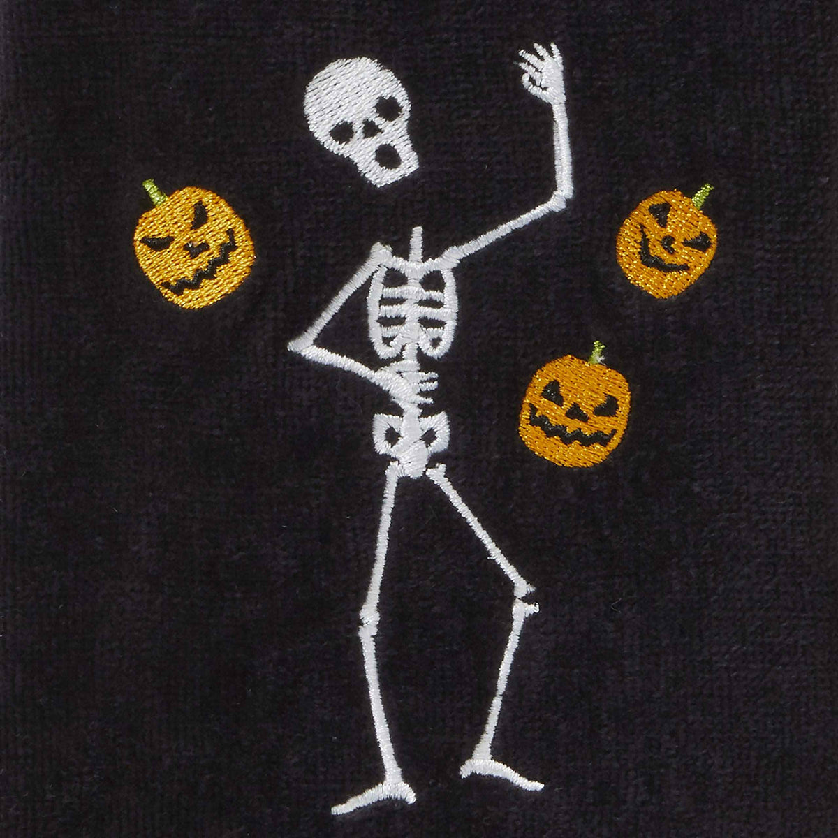 SKL Home Halloween Juggling Skeleton 100% Cotton Embroidered 2pc Hand Towel Set, Decorative for Bath/Kitchen/Bar & Gift, Black