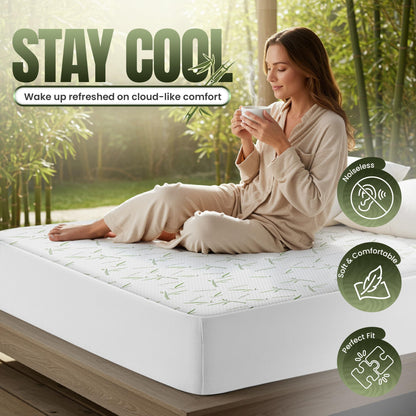 Utopia Bedding Waterproof Mattress Protector Twin Size, Bamboo Viscose Mattress Cover 200 GSM, Fits 15 Inches Deep, Breathable, Fitted Style with Stretchable Pockets 🍁 All In One Marketplace Canada