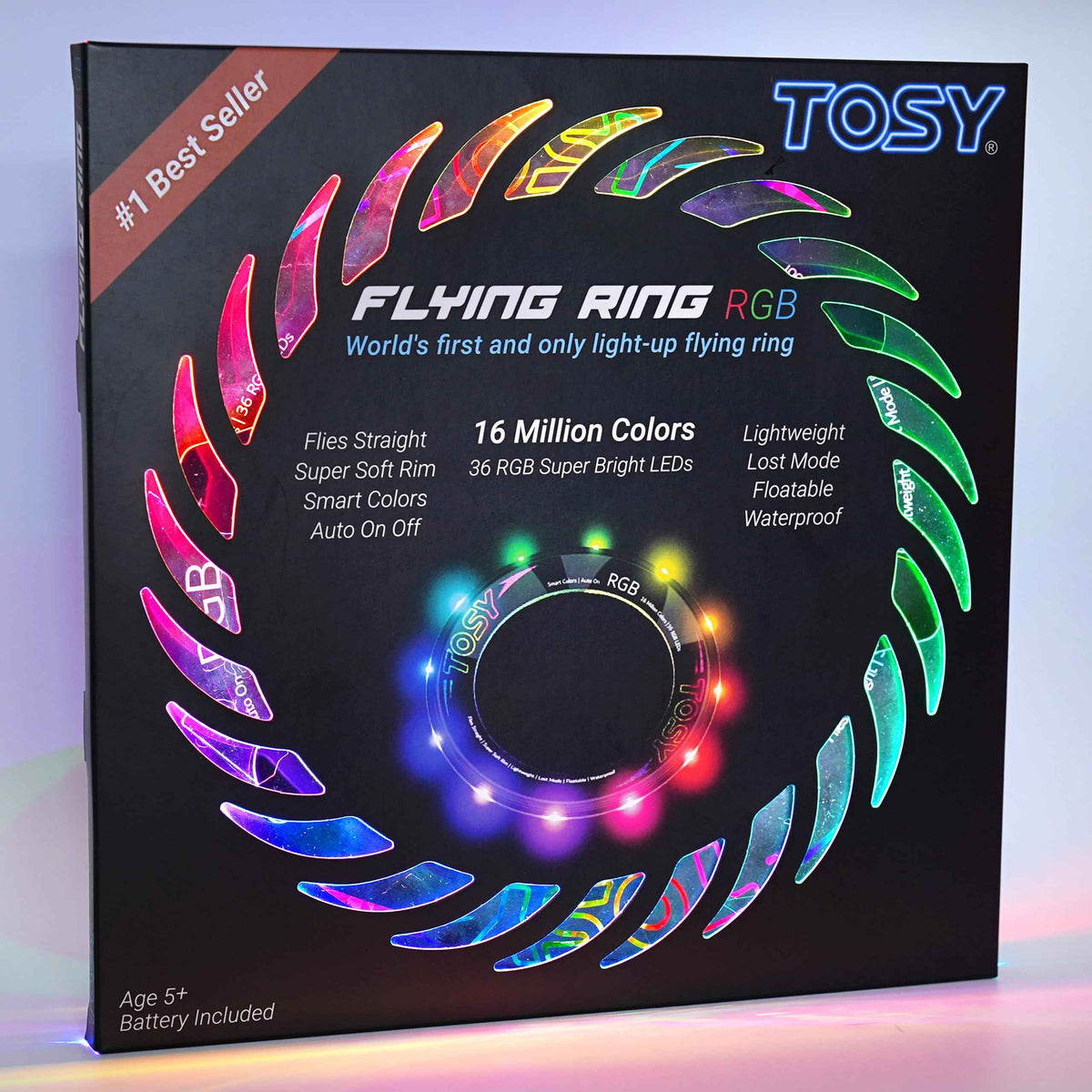 TOSY Flying Ring - 36 RGB Multicolor LEDs, Super Bright, Lost Mode, Auto Light Up, Birthday Gift for Kid/Teen/Boy/Girl, Safe, Waterproof, Pool/Beach/Camping Toy 🍁 All In One Marketplace Canada