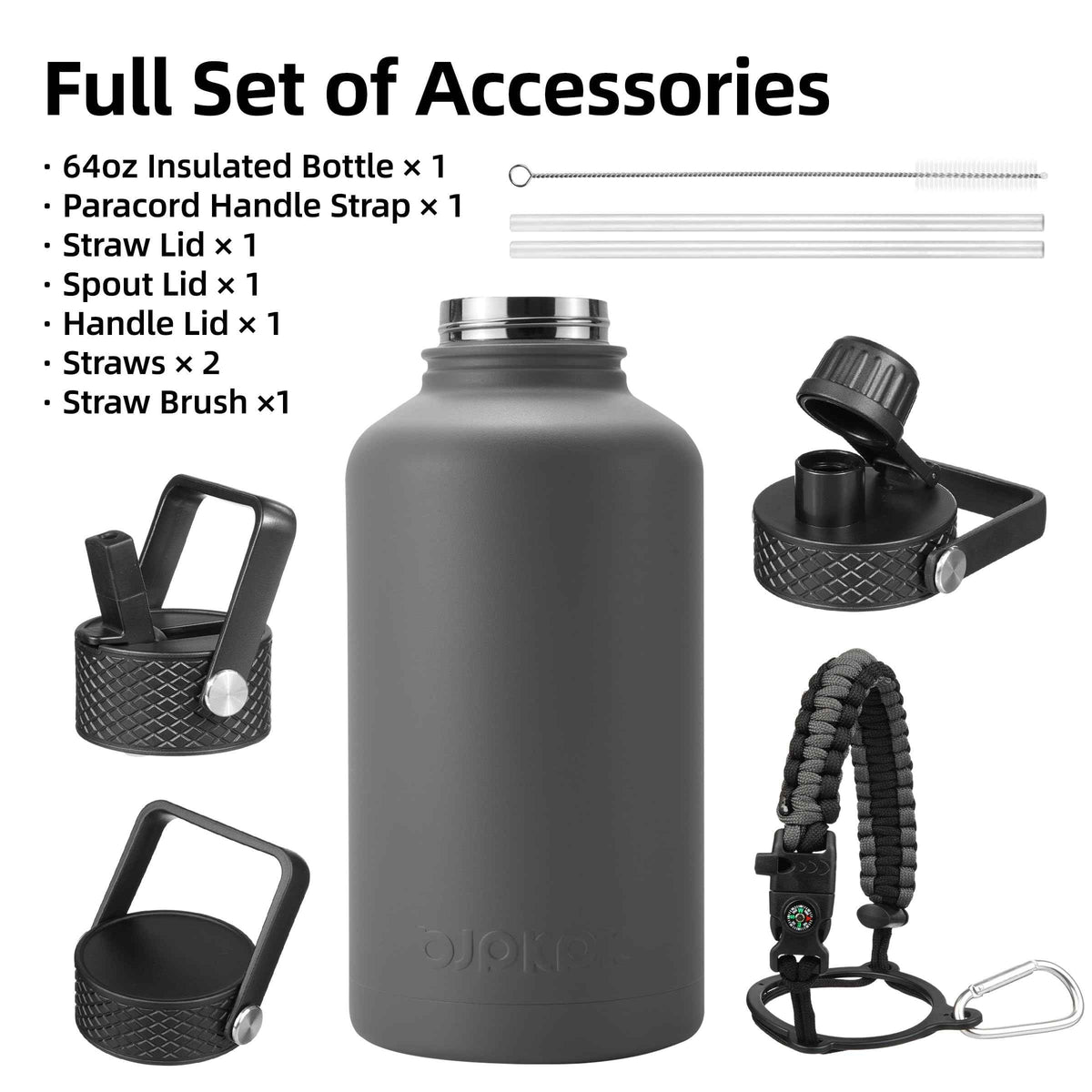 BJPKPK 64oz Insulated Water Bottle, Half Gallon Water Jug with Straw Lid 🍁 All In One Marketplace Canada