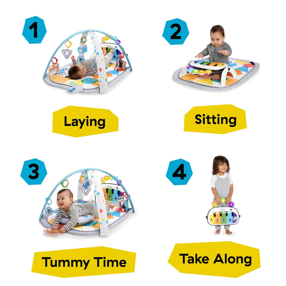 Baby Einstein 4-in-1 Kickin' Tunes Music and Language Play Gym and Piano Tummy Time Activity Mat 🍁 All In One Marketplace Canada
