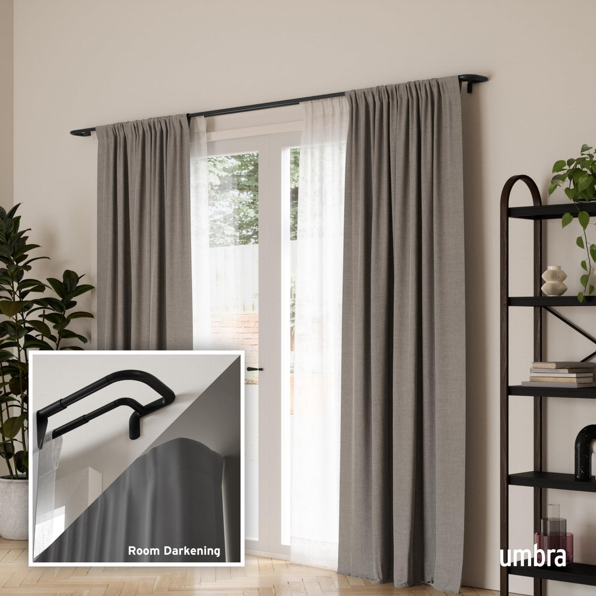 Umbra Twilight Double Curtain Rod Set – Wrap Around Design Ideal for Blackout or Room Darkening Panels, 66 to 144 Inches, Black 🍁 All In One Marketplace Canada