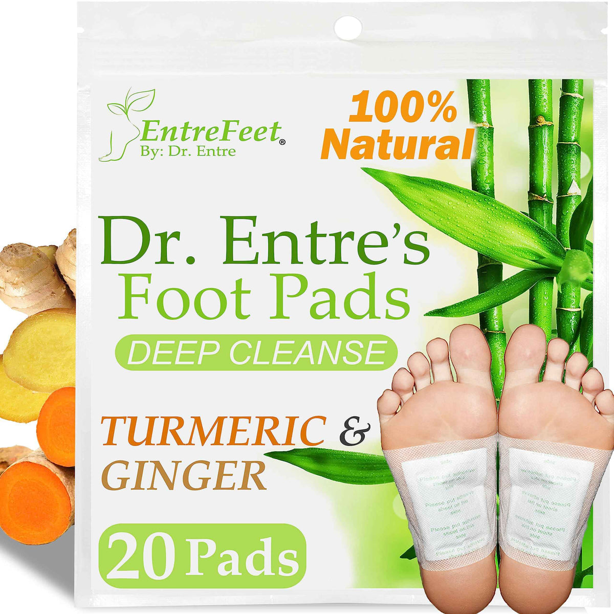 Dr. Entre's Foot Patch: Deep Cleansing Foot Pads | Effective Premium Turmeric & Ginger Foot Patches | 20 Pack 🍁 All In One Marketplace Canada
