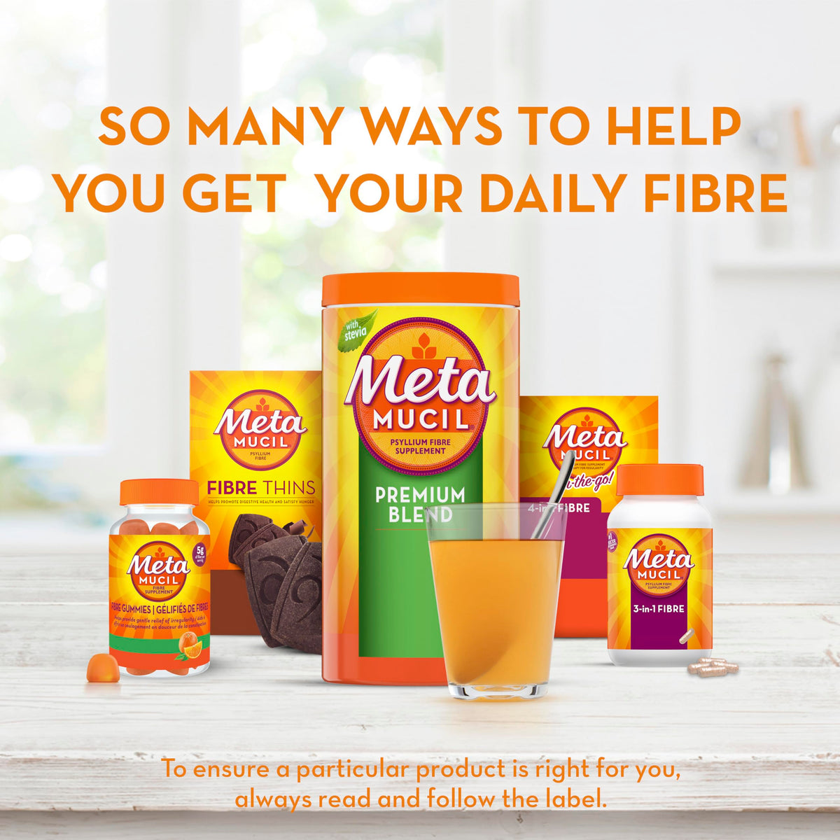 Metamucil Daily Fibre Supplement, Real Sugar, Orange Flavour Psyllium Husk, Multi-Health Benefit Daily Fibre Supplement, Plant-Based, Gluten-Free Powder, 72 Servings 🍁 All In One Marketplace Canada