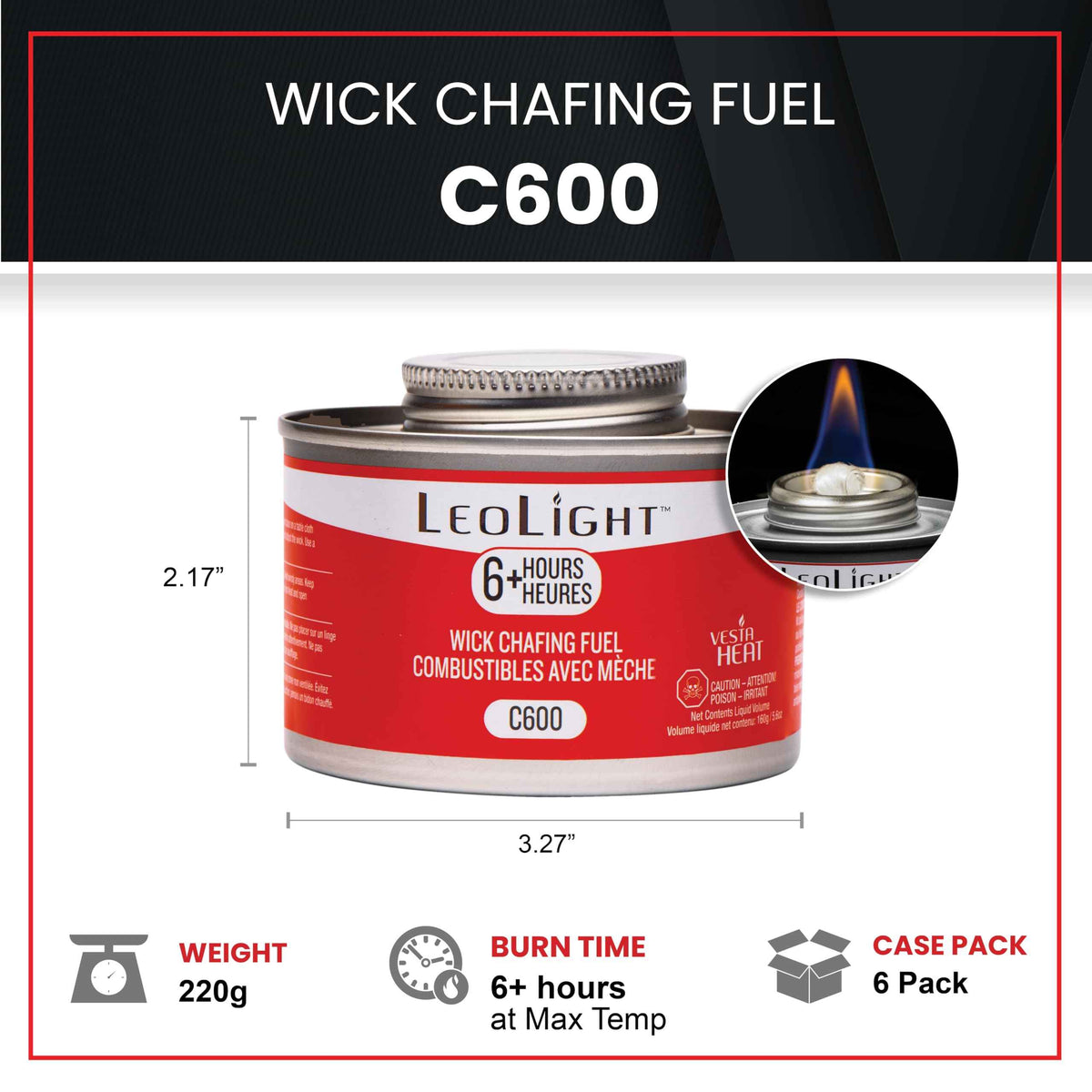 6 Pack Chafing Fuel 6 Hour Burn – Odorless, Smokeless & Spill-Proof Wick, 7.8oz Food Warmer Fuel for Chafing Dish Buffet Set & Catering Use, LeoLight 🍁 All In One Marketplace Canada