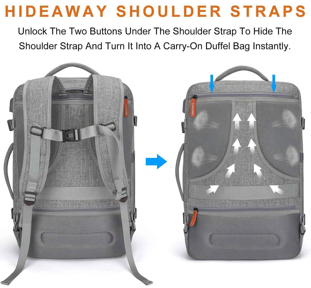 Carry on Backpack, Extra Large 40L Flight Approved Travel Backpack for Men & Women,Expandable Large Suitcase Backpacks With 4 Packing Cubes,Water Resistant Luggage Daypack Business Weekender Bag,Grey 🍁 All In One Marketplace Canada