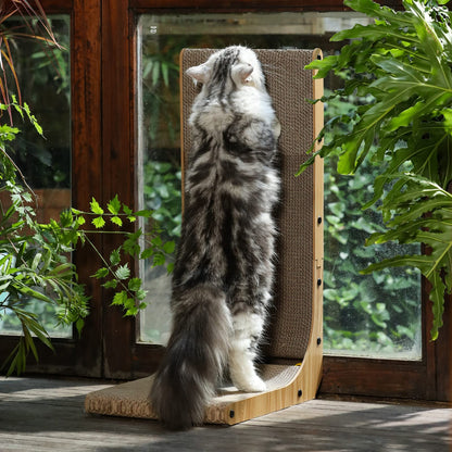 FUKUMARU Cat Scratcher, 68 CM L Shape Cat Scratch Pad Wall Mounted, Cat Scratching Cardboard with Ball Toy for Indoor Cats, Large Size 🍁 All In One Marketplace Canada