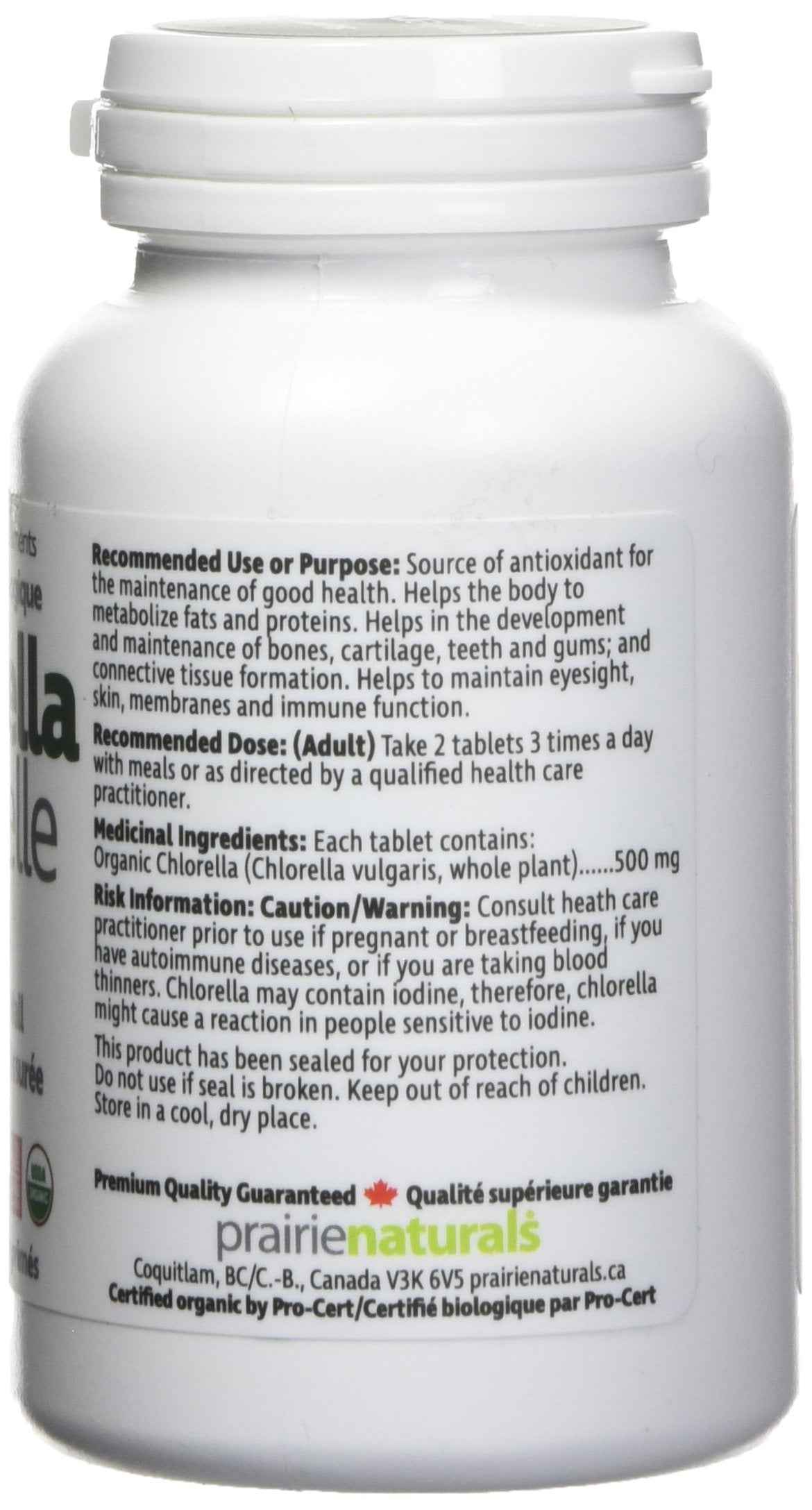 Prairie Naturals Organic Chlorella Broken Cell Wall Tablets - 180 Count 🍁 All In One Marketplace Canada