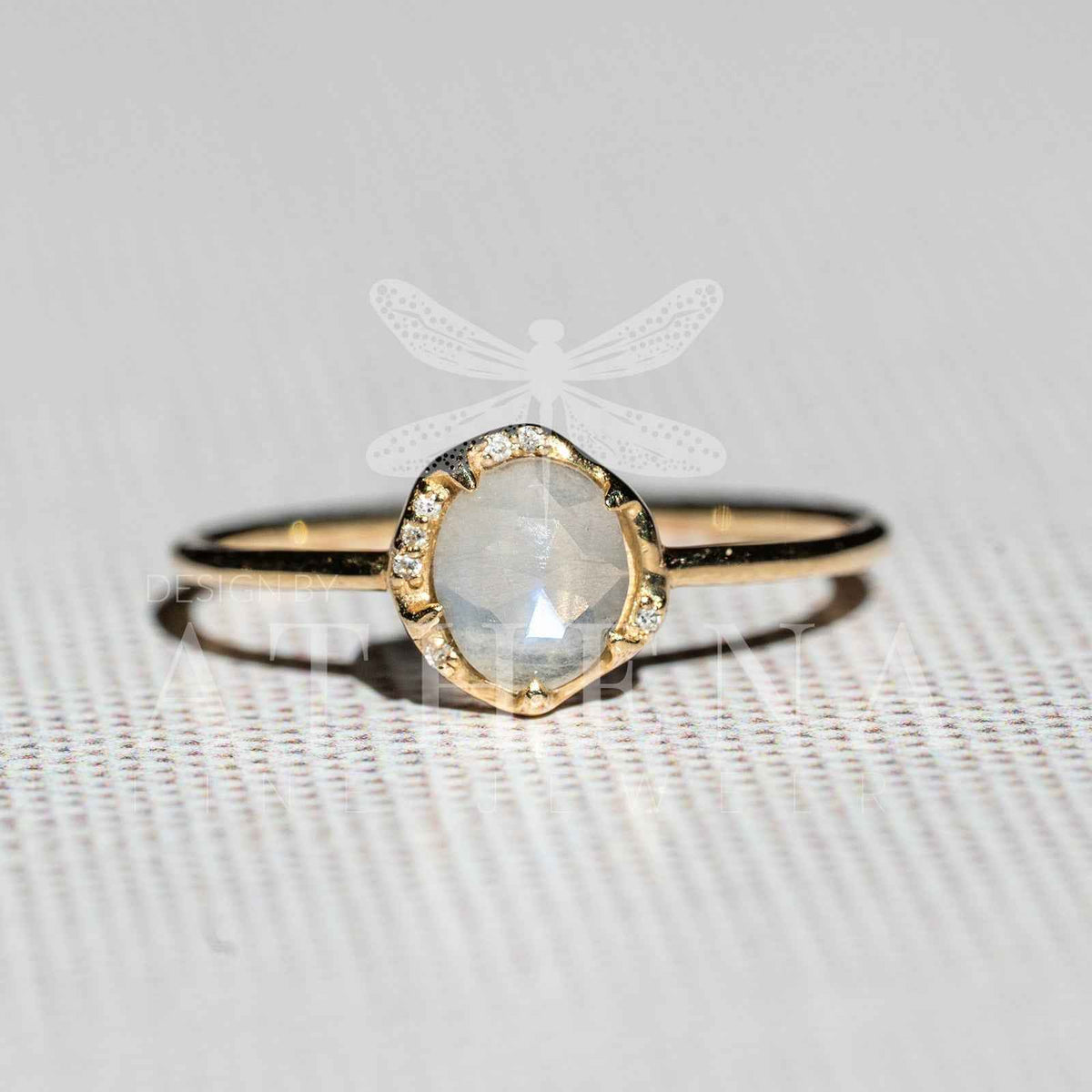 Moonstone Solitaire Ring in 14K Yellow Gold
