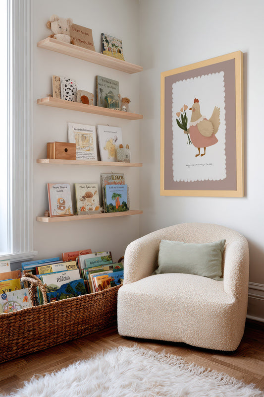 Poule en Fleurs, Toile rigide encadrée
