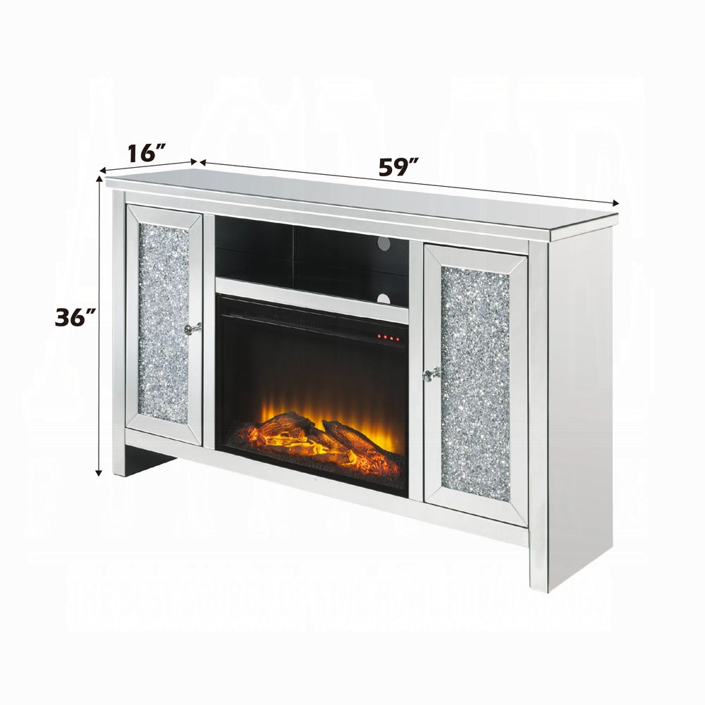 Brilliance-II Luxury Mirrored TV Stand/Fireplace - Clear