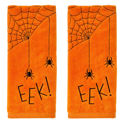 SKL Home Halloween Eek Hand Towel 2 pc Set for Bath/Kitchen/Bar & Gift