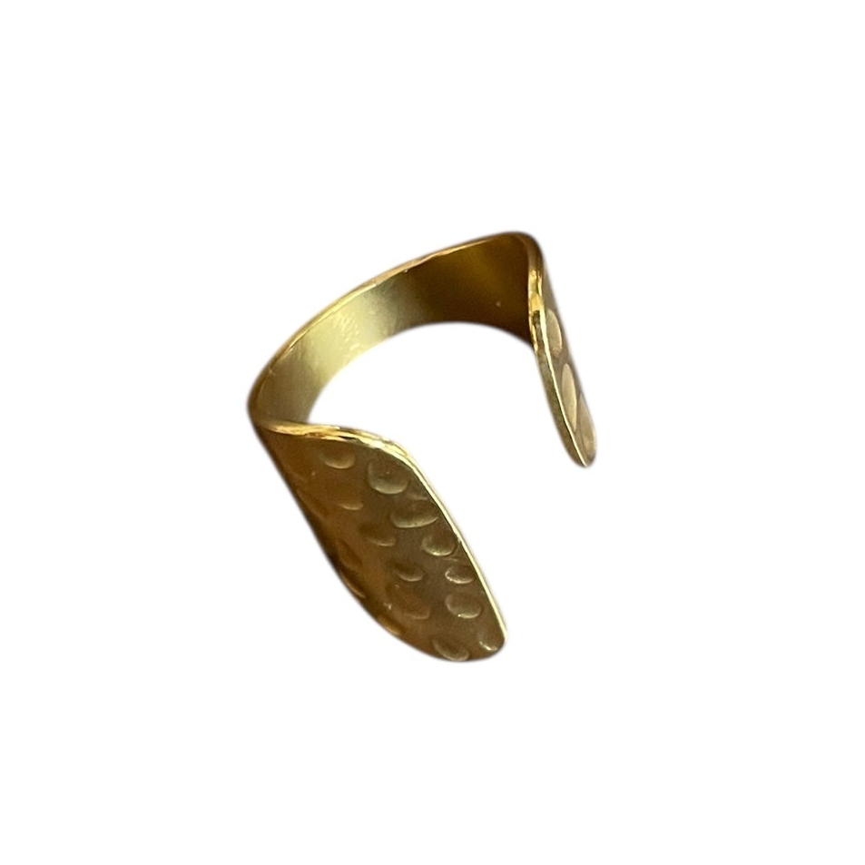 Beaten Cuff Ring - Gold Stainless Steel