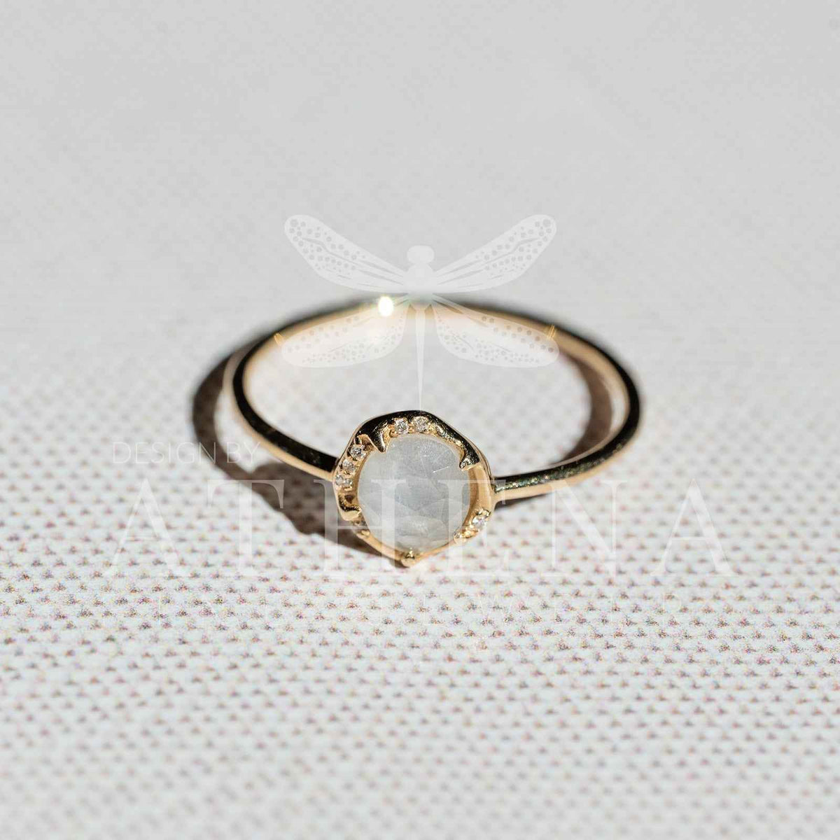 Moonstone Solitaire Ring in 14K Yellow Gold