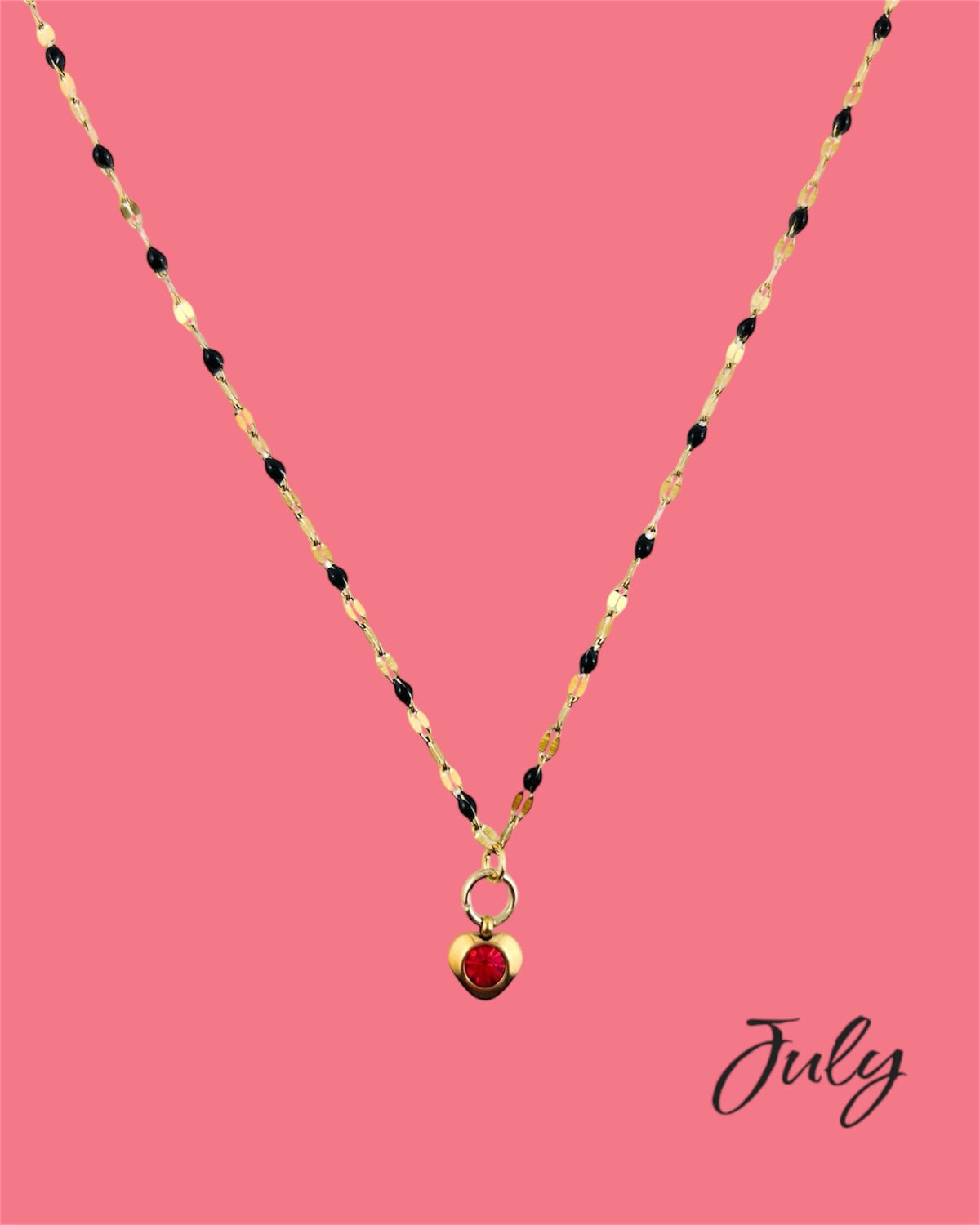 Heart Stone Necklaces in gold - various birthstone colours