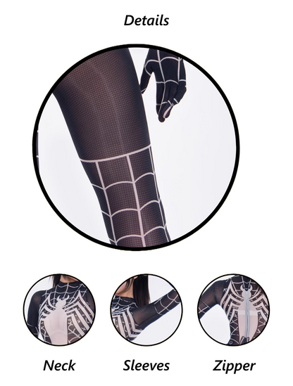 Symbiote Spider Girl Sheer 10D Nylon Full Bodysuit Body Stocking Lingerie