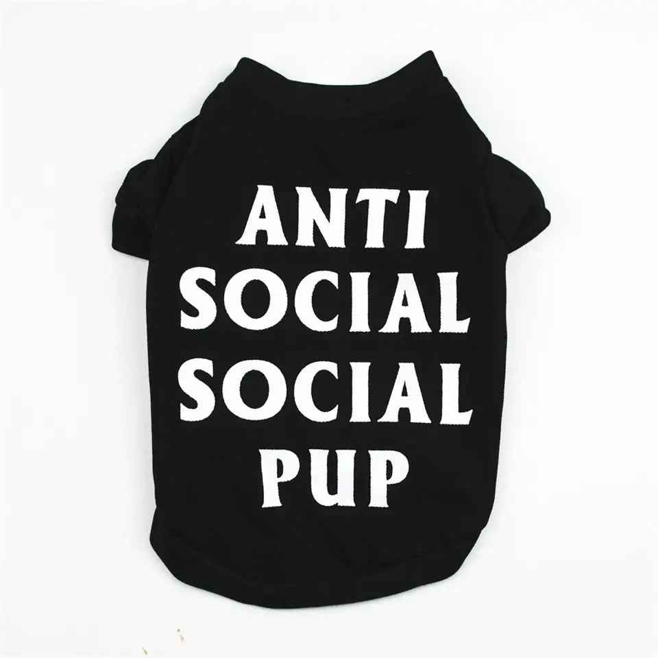 Anti Social Social Pup Tee | Graphic Dog T Shirt