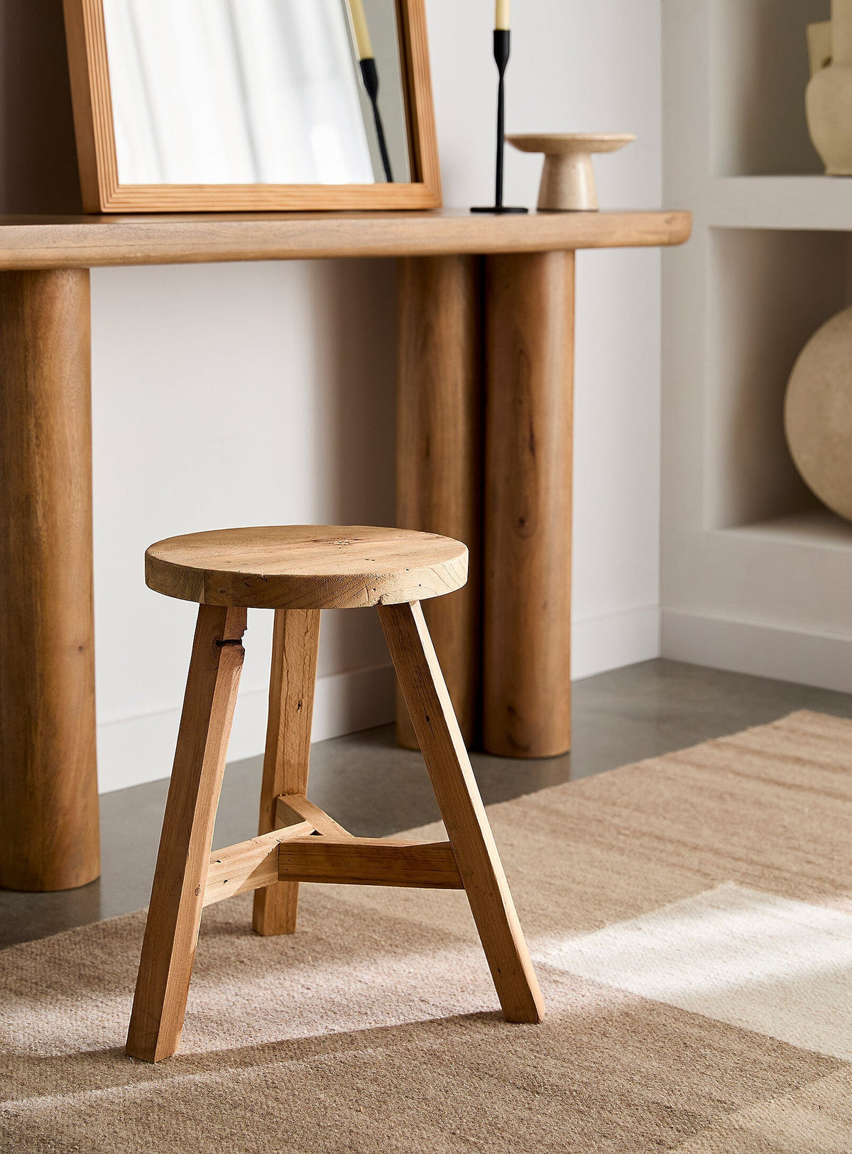 Tabouret rond vintage en teck