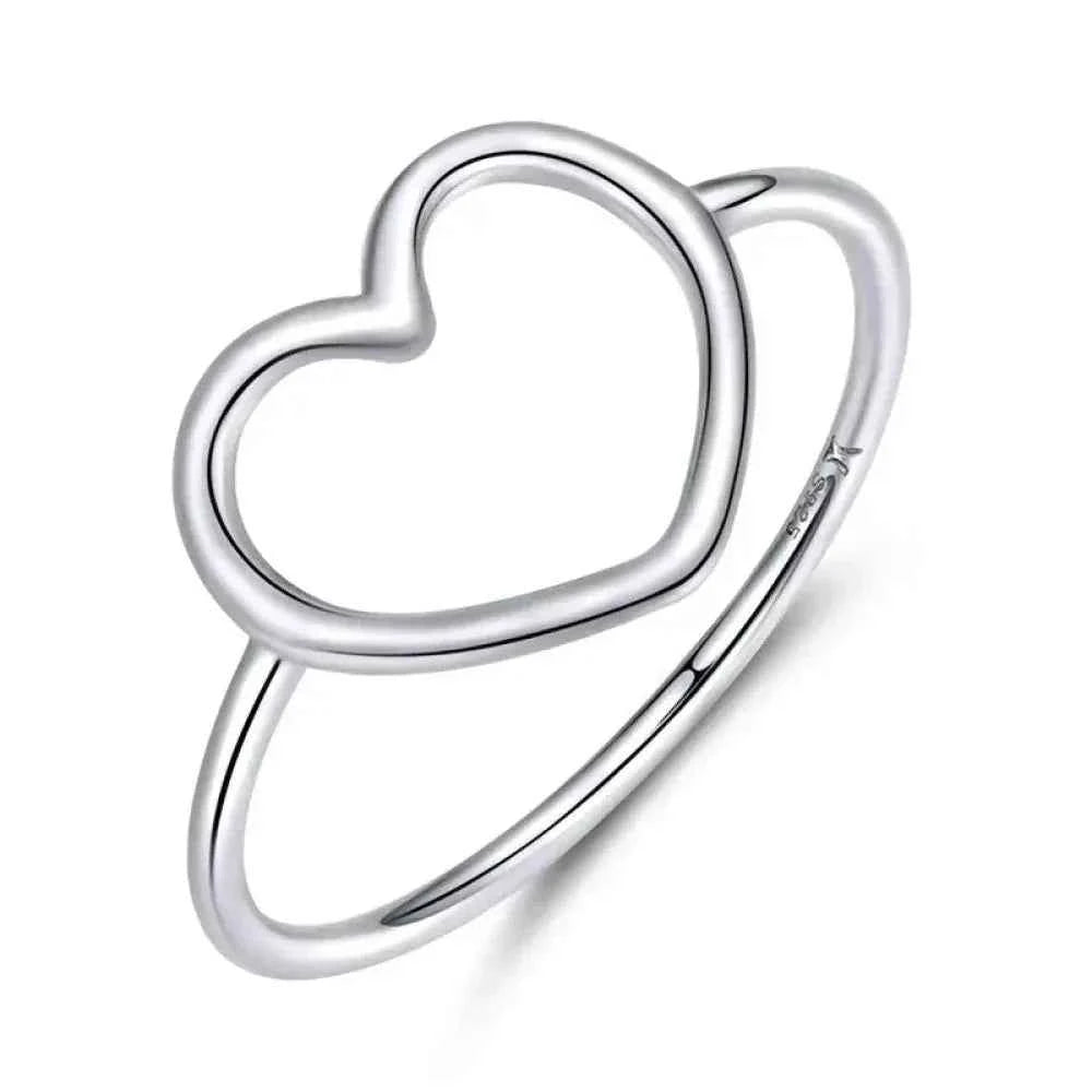 925 Sterling Silver Minimal Heart Band Ring