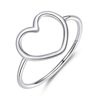 925 Sterling Silver Minimal Heart Band Ring