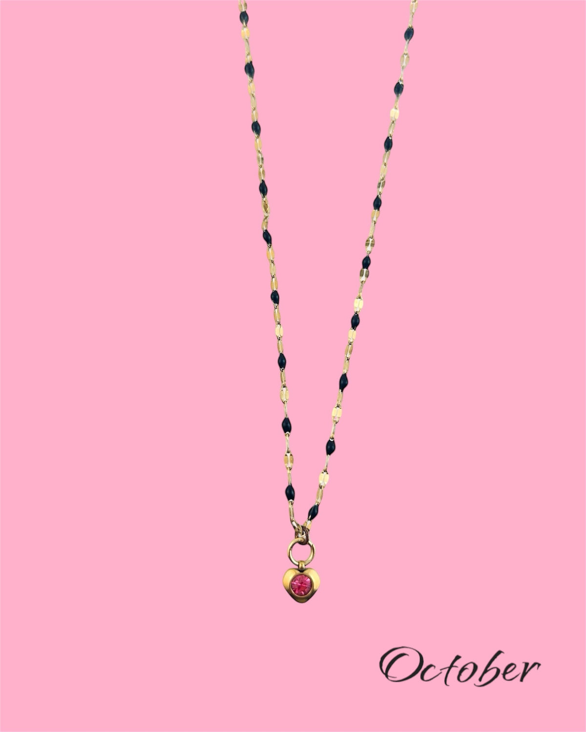 Heart Stone Necklaces in gold - various birthstone colours