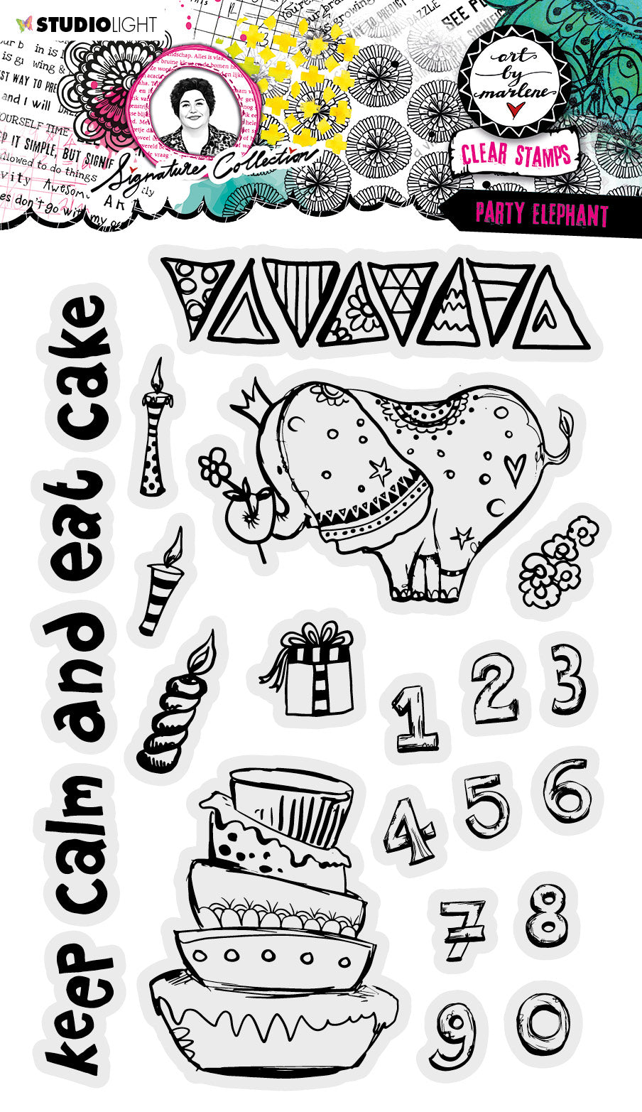 ABM Clear Stamp Party Elephant Signature Collection 148x210x3mm 23 PC nr.507